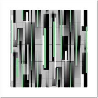 Off The Grid Green - Abstract Geometric Painting Posters and Art